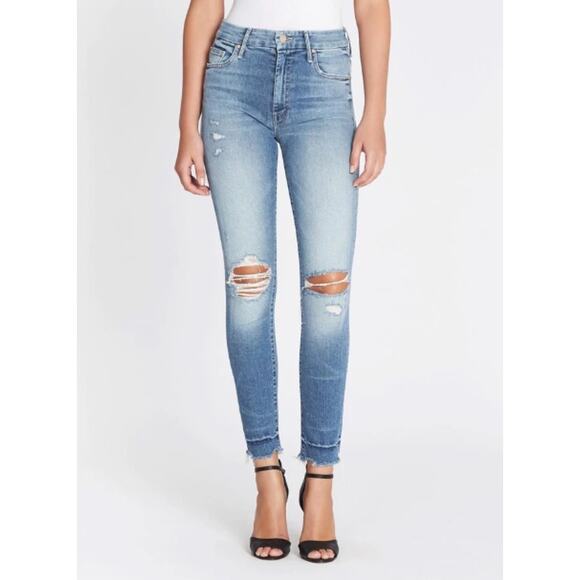 MOTHER High Waisted Looker Ankle Chew Jeans in Push the Envelope Womens Size 26 - Picture 1 of 14